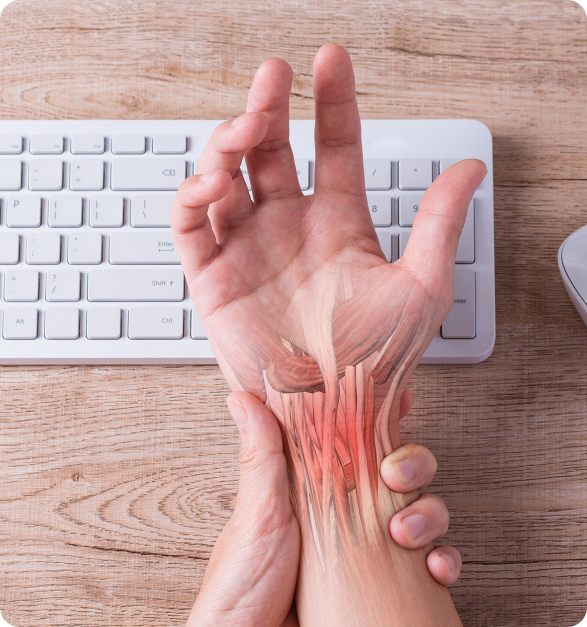 Hand with wrist pain illustration